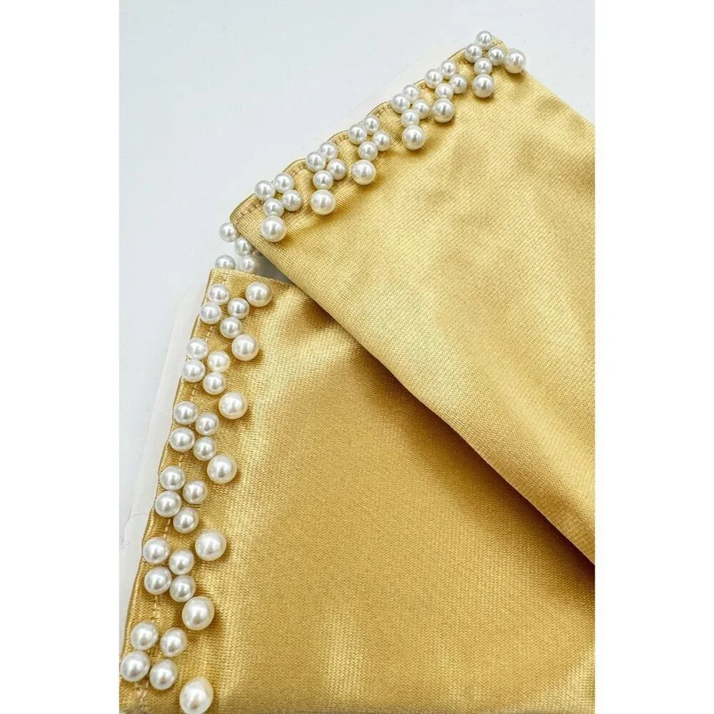 Women's Elegant Gold Floral Short Lace Wrist Gloves Bridal Dinner Party Prom